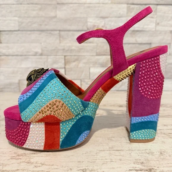 Kurt Geiger London SZ 38.5 Kensington Glitz Wavy  Rhinestone Platform Sandals - Picture 7 of 14